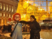 DSC_3196 Chucky & Possible Bride of Chucky in Puerta del Sol Square -- Madrid by Night (Madrid, Spain) -- 4 January 2014