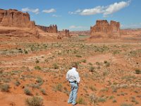 DSC_2658 Mr. Cool enjoying the view of Landmarks on the Landscape at Arches National Park, Moab, Utah (1 September 2012)